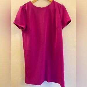 She + Sky Bright Pink Above the Knee Length Cap Sleeve Dress Large